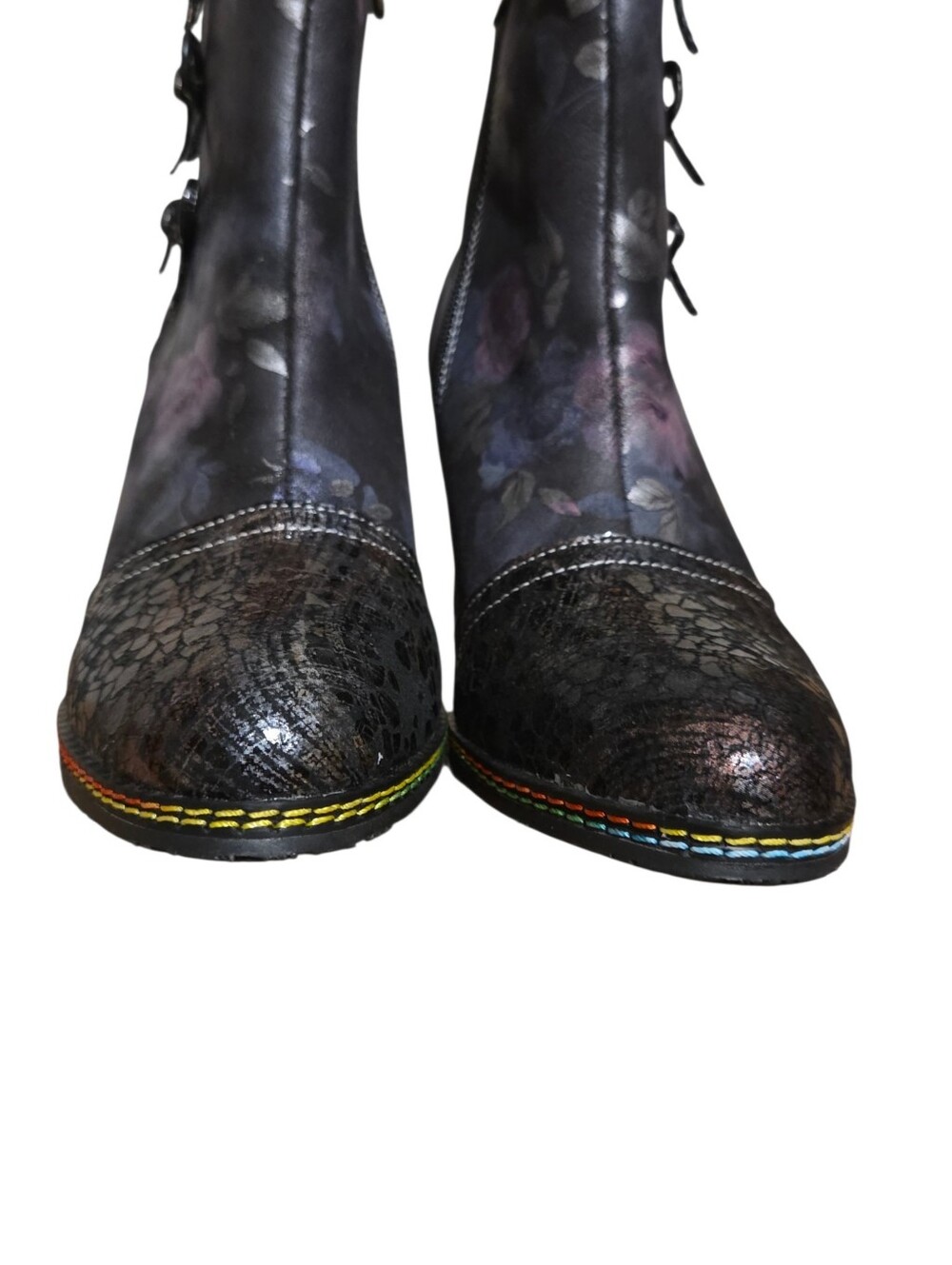 L'Artiste Womens Boots Size 7.5/38 Floral Leather Zip Victorian Gothic Romance - Picture 4 of 10